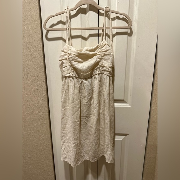 NWT Urban Renewal EcoLinen Tie Shoulder Ruched Babydoll Cream , size S - Picture 6 of 12
